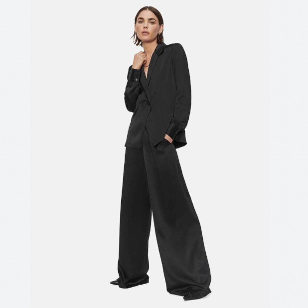 Anine Bing Black Satin Blazer